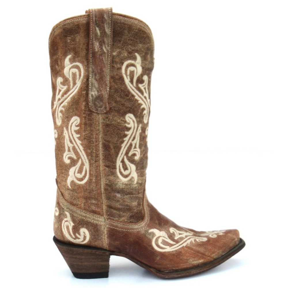 Corral Ladies Brown Cortez Cleff Embroidery Size 8